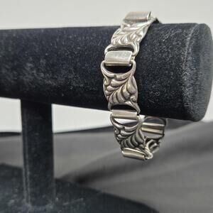 Vintage Scandinavian 830 Silver Bracelet Leaf Link Mid Century Modern Jewelry